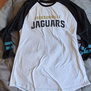 NFL Jacksonville Jaguars Kids Raglan Tee - White, Black & Teal 3/4th Sleeve